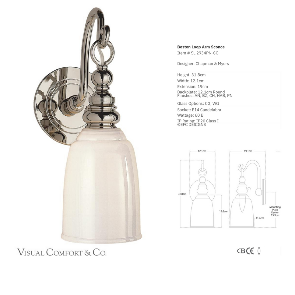 Boston Loop Arm Sconce SL2934PN-CG