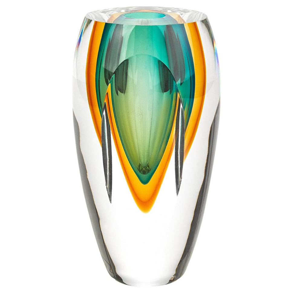 Astra Amber & Green Glass Vase