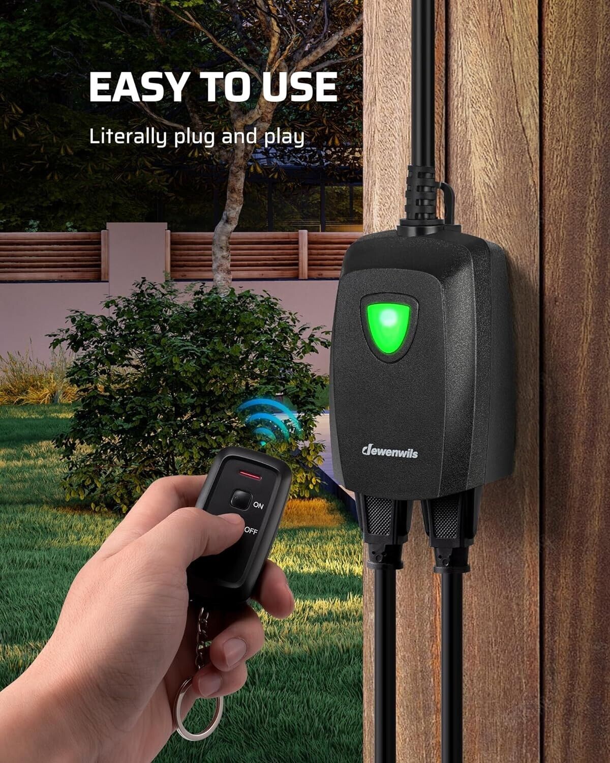 Lewenwils Outdoor Remote Control Outlet 3-pk