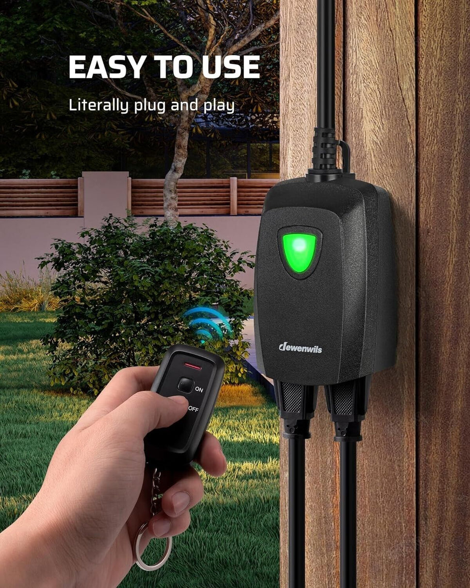 Lewenwils Outdoor Remote Control Outlet 3-pk