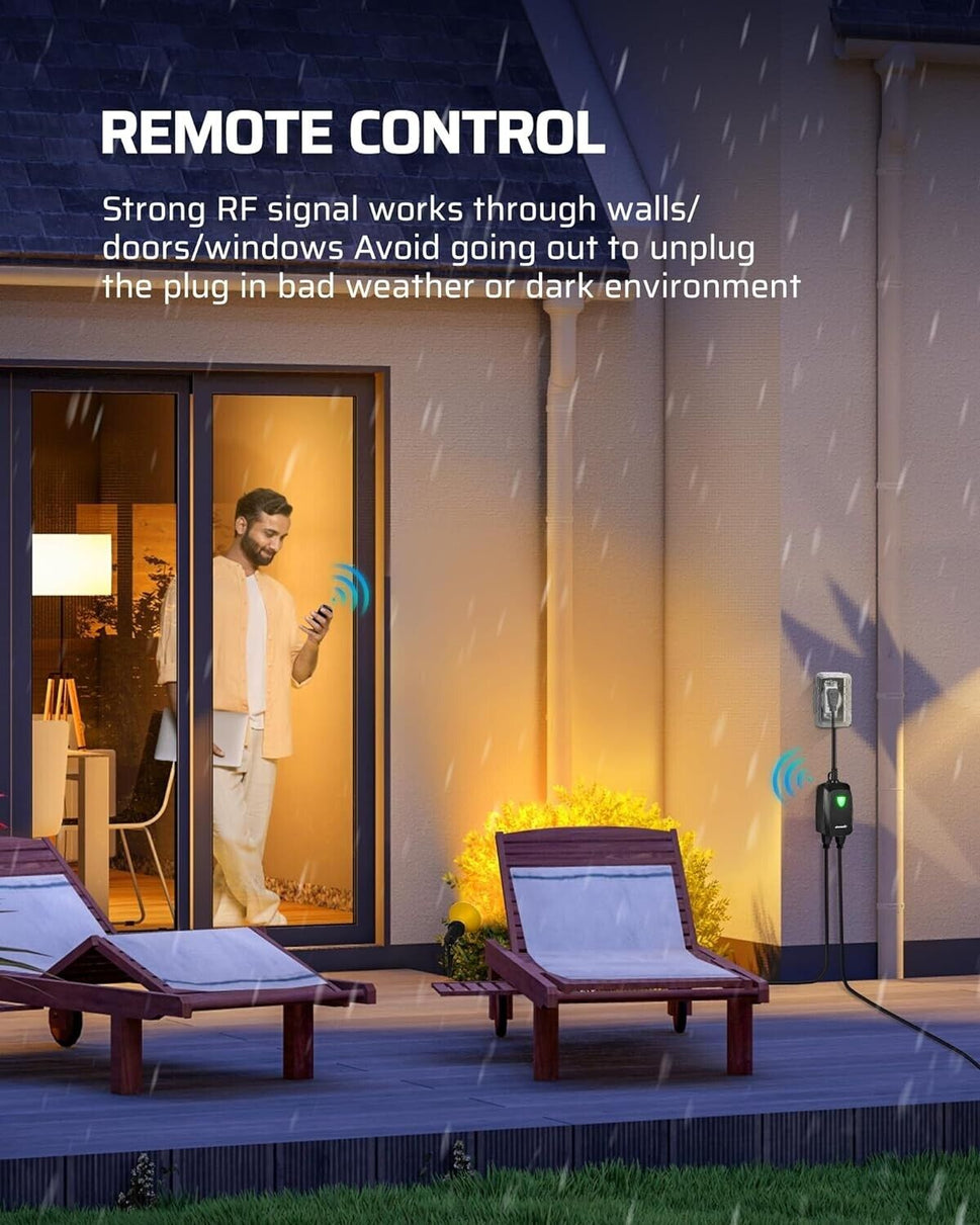 Lewenwils Outdoor Remote Control Outlet 3-pk