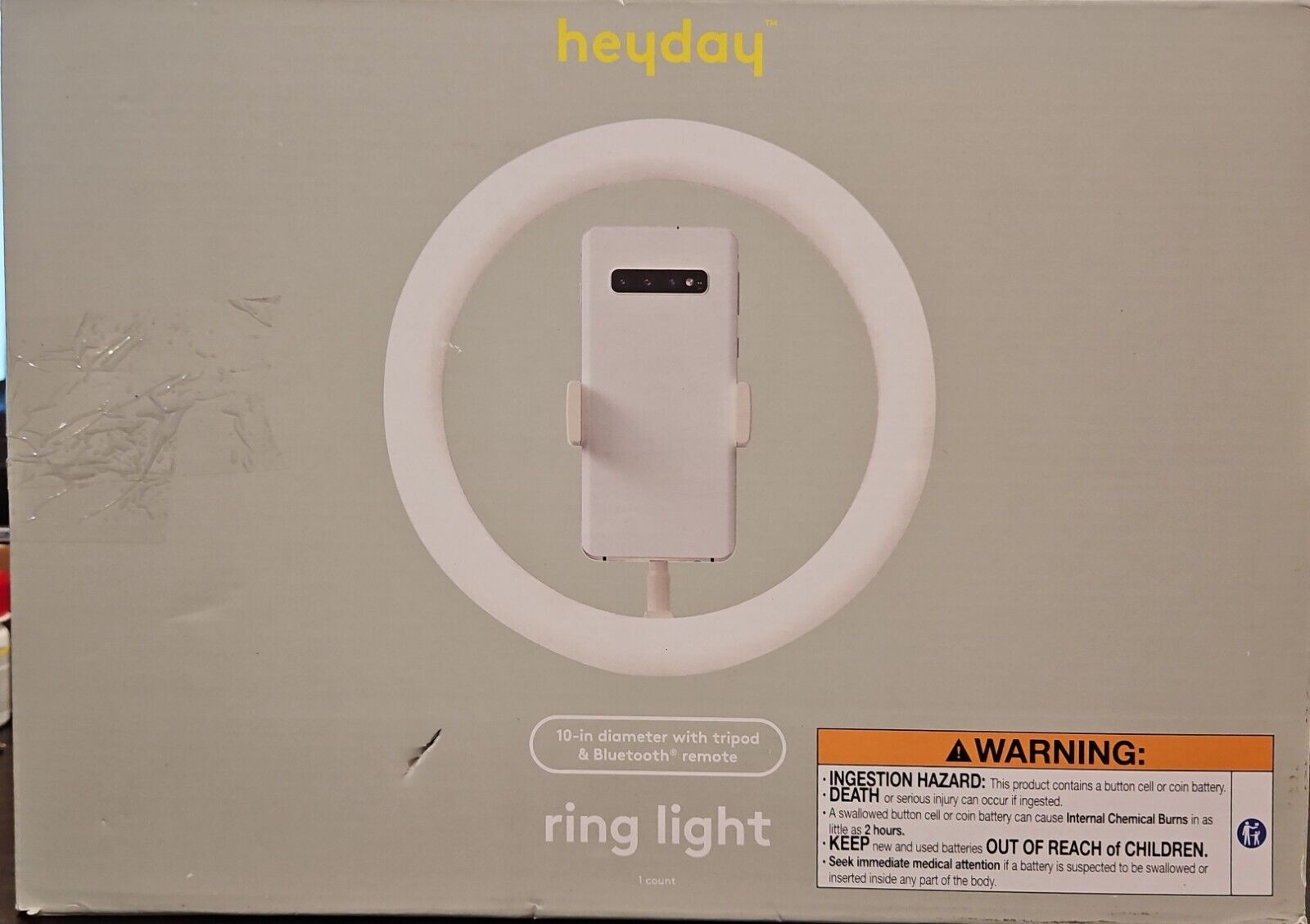 heyday Ring Light with Tripod - Stone White, 10" Light, Extendable, Bluetooth