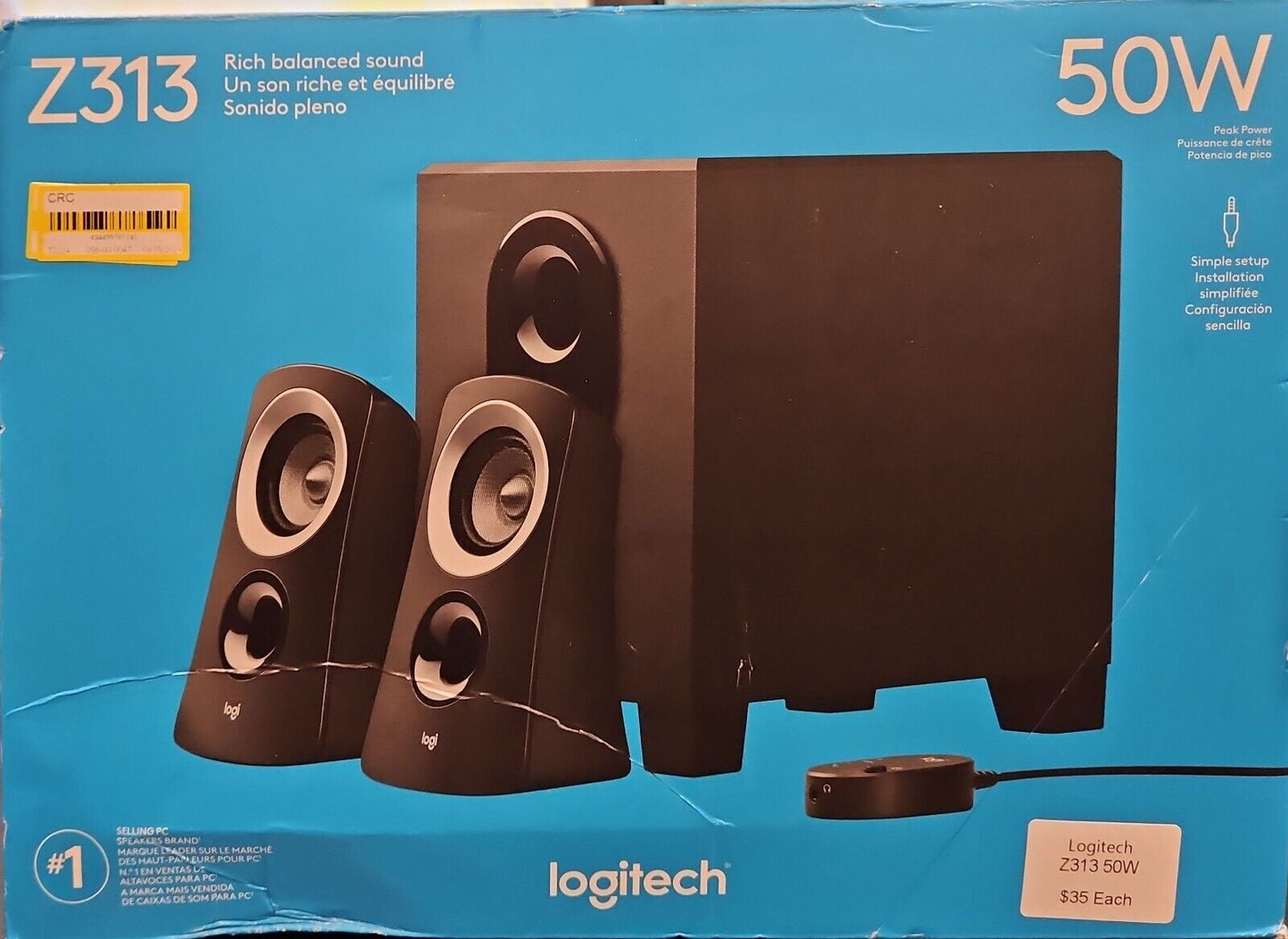 Logitech Z313 2.1-Channel Speaker System 50 Watt With Subwoofer Black For MAC PC