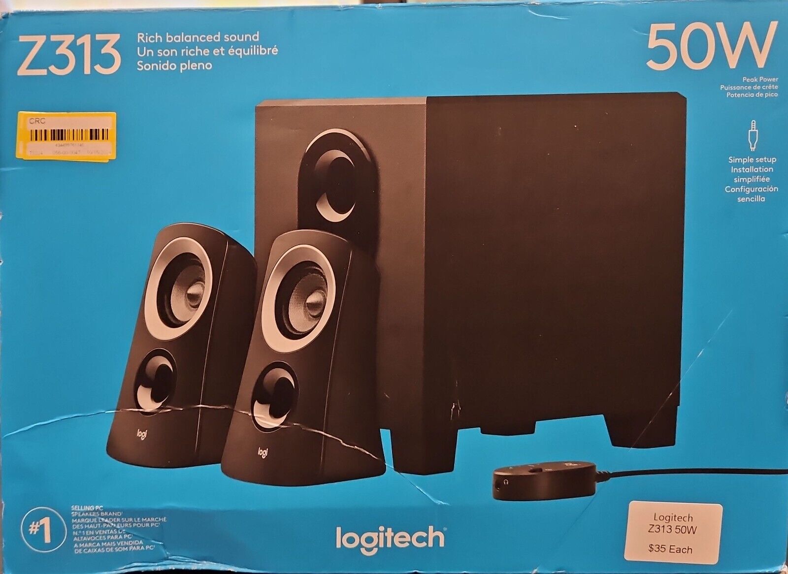 Logitech Z313 2.1-Channel Speaker System 50 Watt With Subwoofer Black For MAC PC