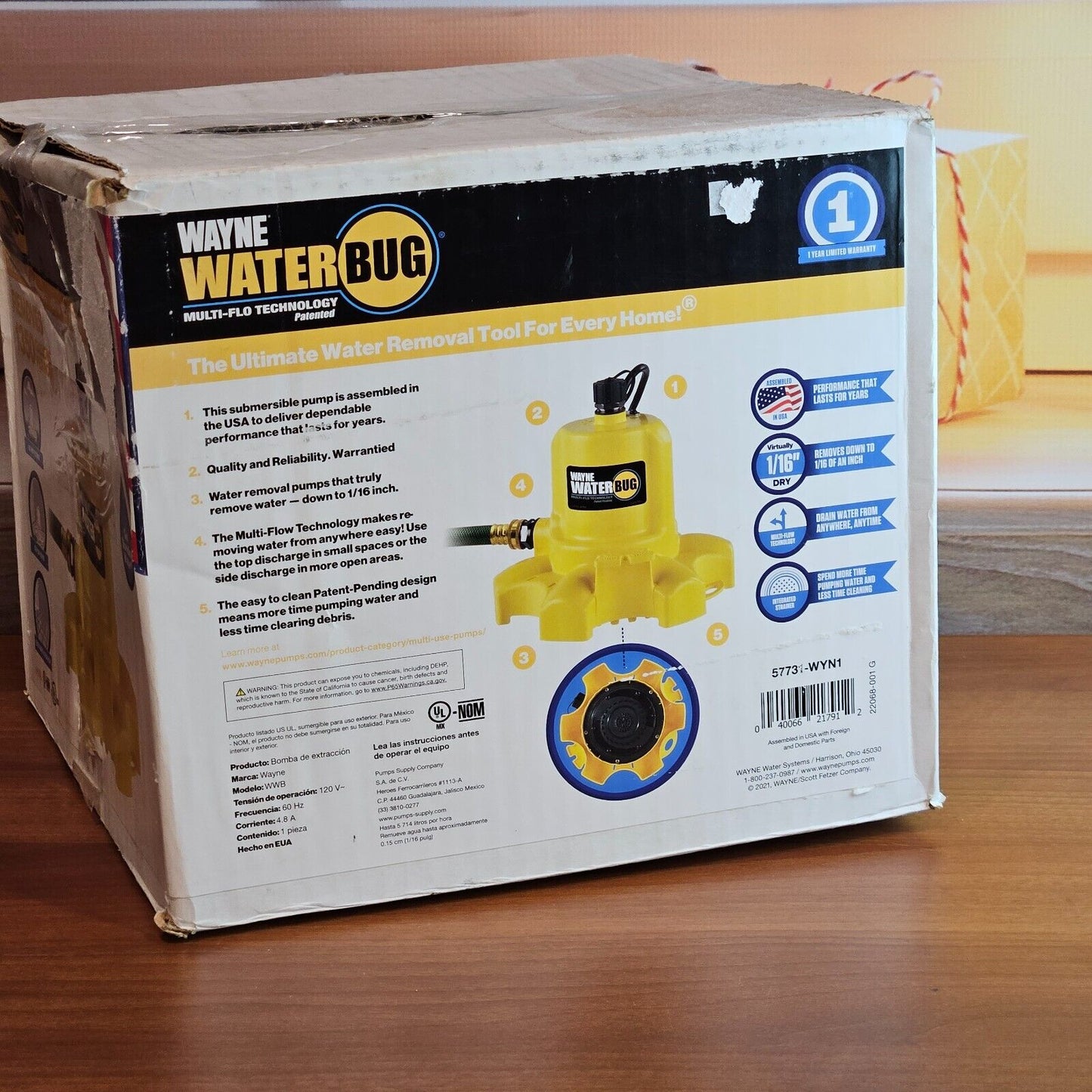 Wayne WWB WaterBUG Submersible Pump 1/6 hp  .16 hp 1350 gph  NEW