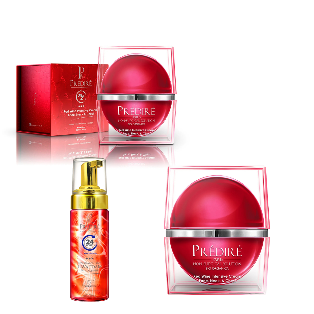 Predire Paris Red Wine Intensive Cream 50ml and Red Lava Face Cleanser