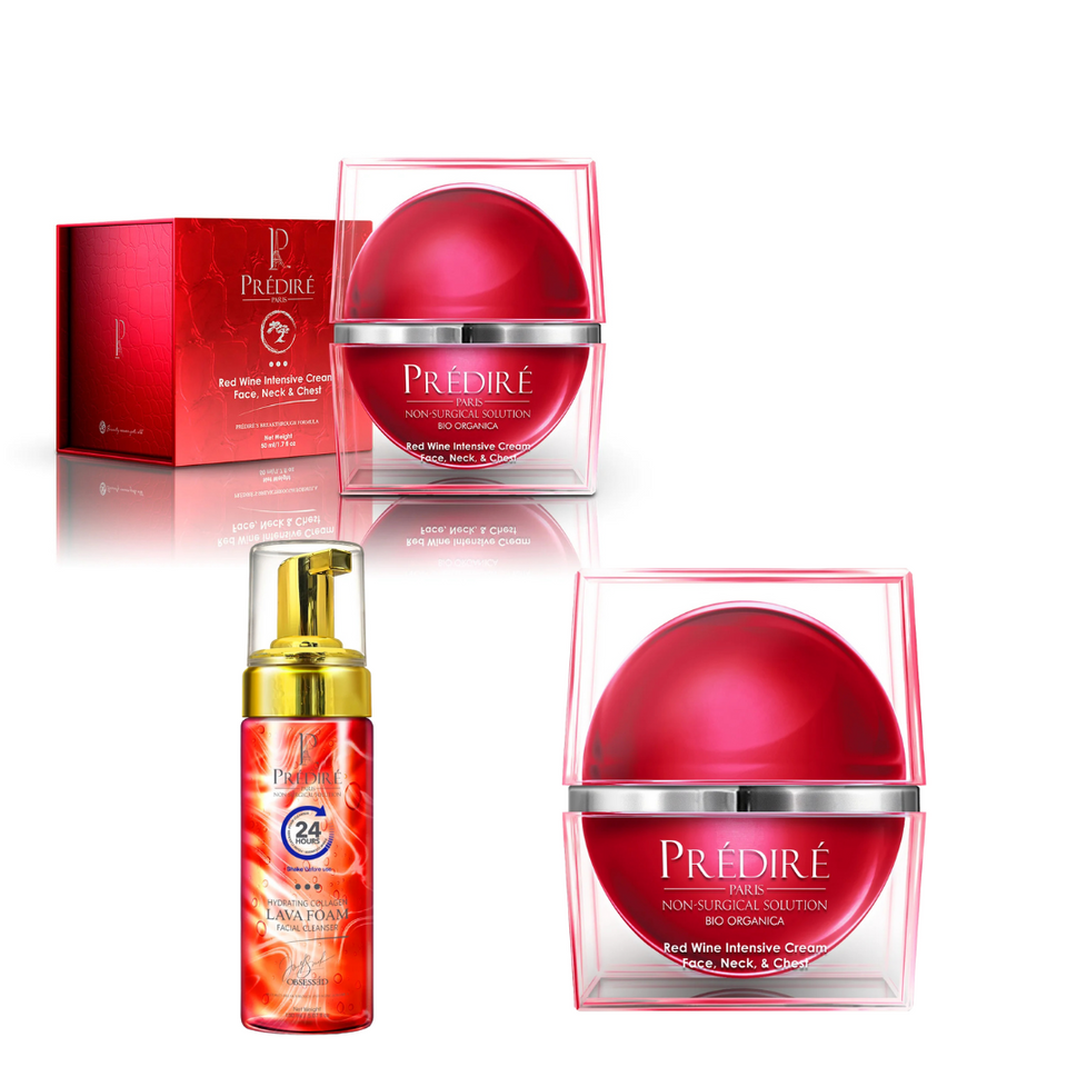 Predire Paris Red Wine Intensive Cream 50ml and Red Lava Face Cleanser